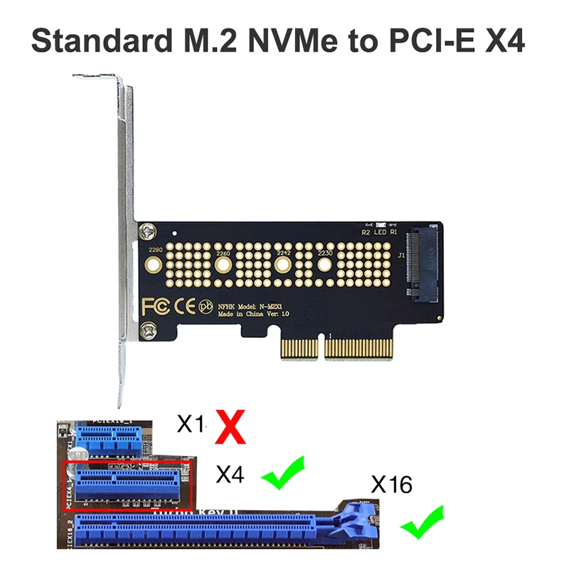M.2 NVME SSD - PCIe 4.0 アダプタ カード 64Gbps M キー PCIe4.0 X1