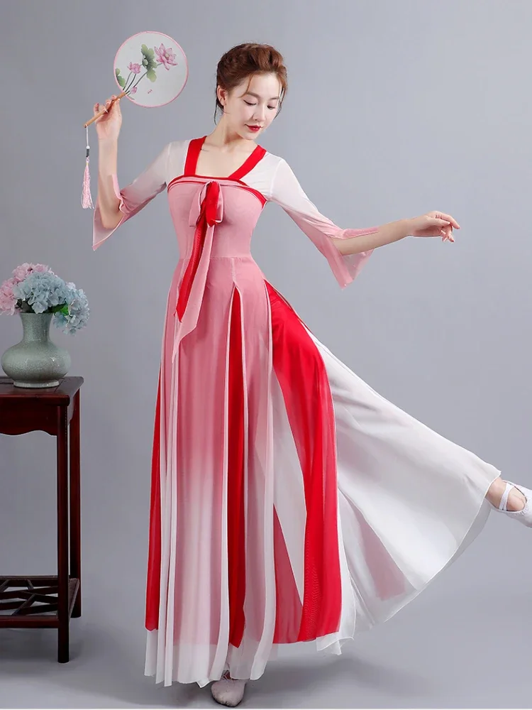 Chinesische Klassische Tanz Kostüm Weibliche Oriental Traditionellen Tanz Hanfu Kleid Elegante Alte Yangko Tanz Tragen Leistung