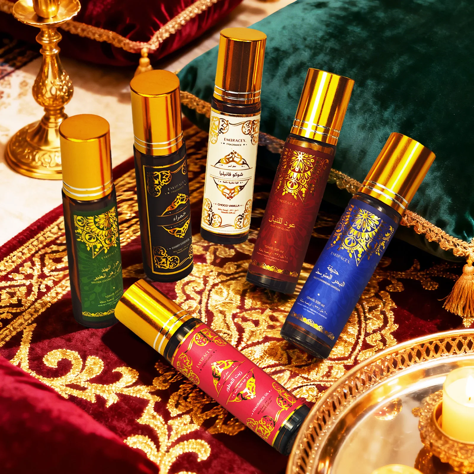 6 Type 10ml Fragrance Oils Car Air Freshener Fragrance Roller Oil Eid Al-Fitr Gift Long Lasting Scent