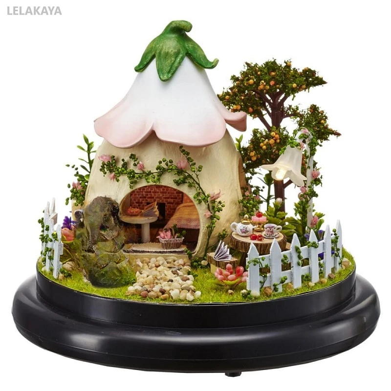 

DIY Totoro Small Handmake Mini Doll House Wooden Miniature Assembling Dollhouse Glass Ball Decoration Kit Green Garden Dollhouse