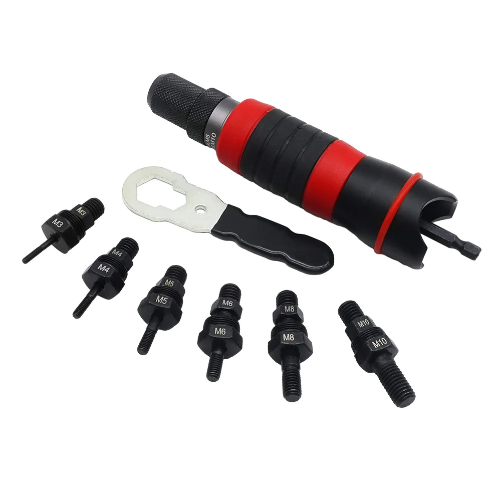 Home Cordless Electric Rivet Nut Gun Adapter Industrial Grade Rivet Gun,Including 3-12mm Drill Bit,Rivet Gun M3 M4 M5 M6 M8 M1