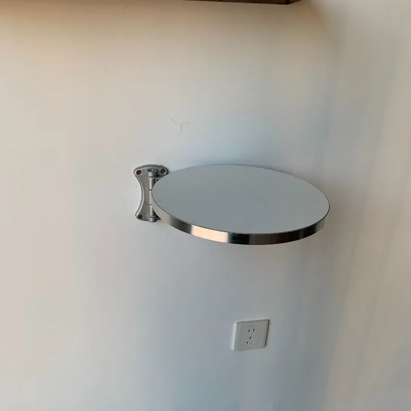 

Simple Wall Mounted Folding Table Round Floating Nightstand Office Projector Shelf Creative Hanging Side Table for Living Room