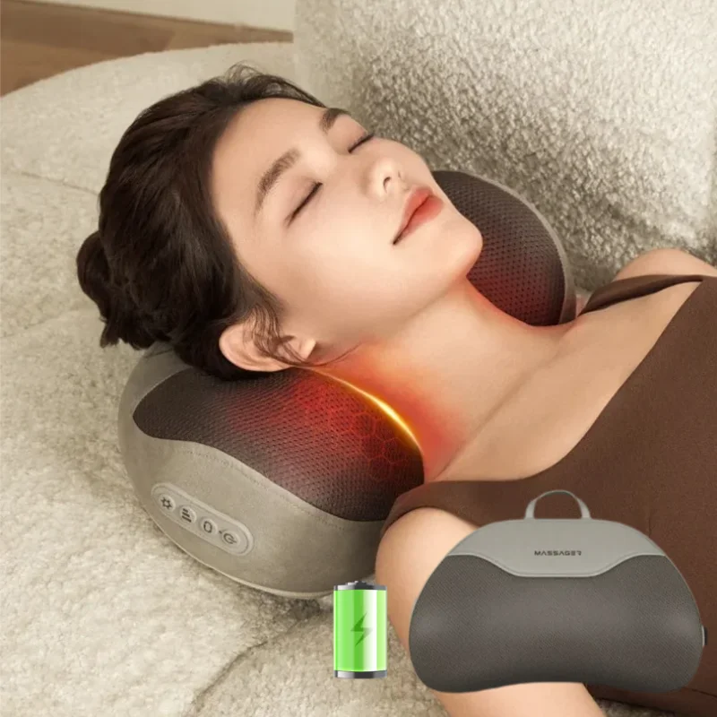 

Jinkairui Electric Multifunctional Waist Back Massager Neck Massage Pillow Roller Kneading Shiatsu Heating Fatigue Relieve Gift