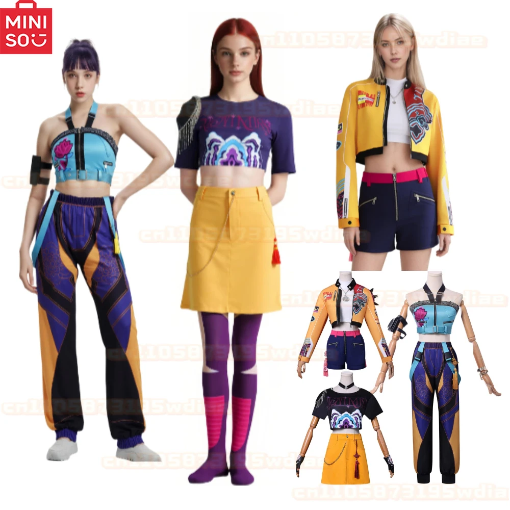 

MINISO Demon Hunters Cosplay Costume Women Superstar Rumi Mira Zoe Costume Full Set Girls Show Clothes Party Halloween Clothes