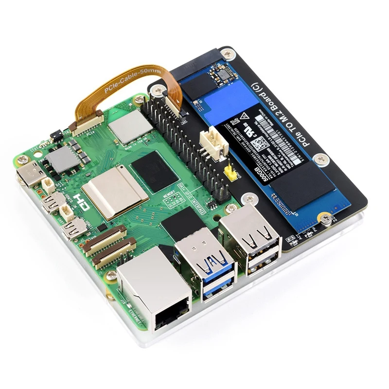 Placa adaptadora para Rpi 5 PCIE a M.2, placa de expansión SSD fácil de usar para Raspberry Pi 5 PCIE a M.2 Nvme 2230/2242/2260/2280