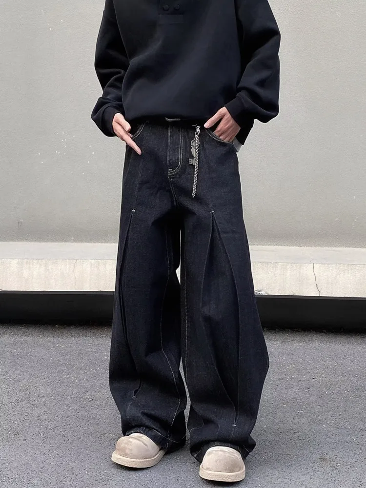 2025 Ropa Y2K streetwear 블랙 헐렁한 청바지 바지 남성용 디자이너 의류 한국 캐주얼 와이드 레그 데님 바지 Pantalon Homme
