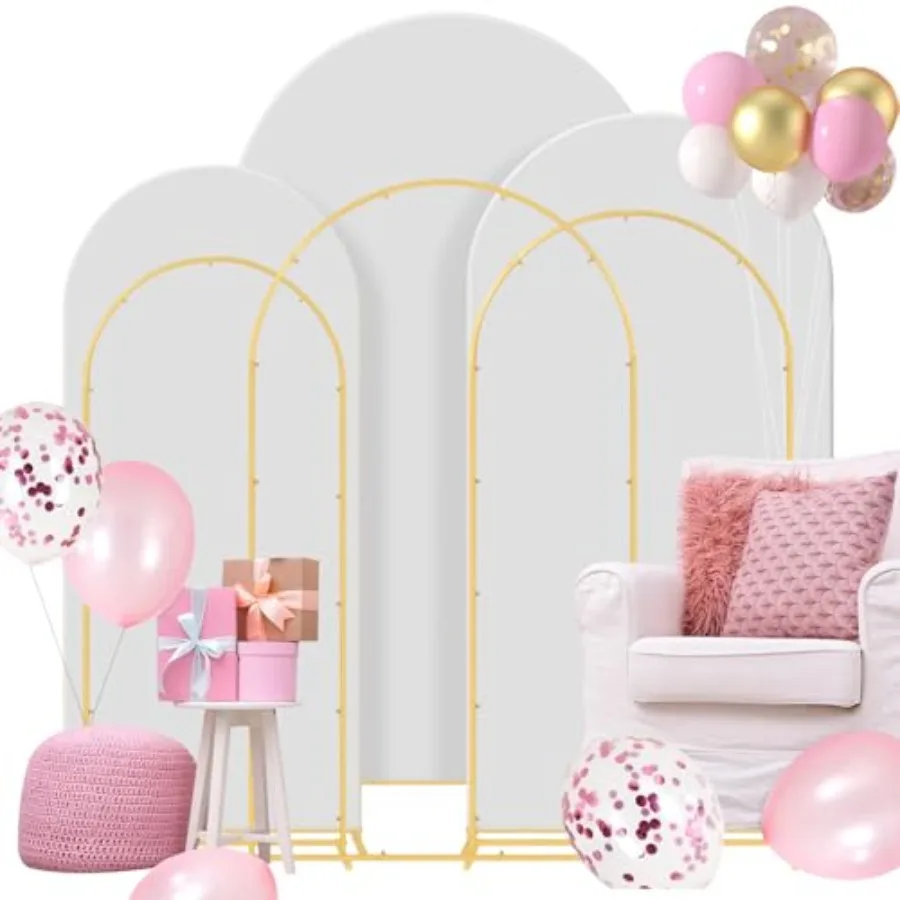 

Wedding Arch Backdrop Stand Set Metal Arch Backdrop Stand with Wedding Arch Cover, Wedding Balloon Arch Backdrop Stand for Birt