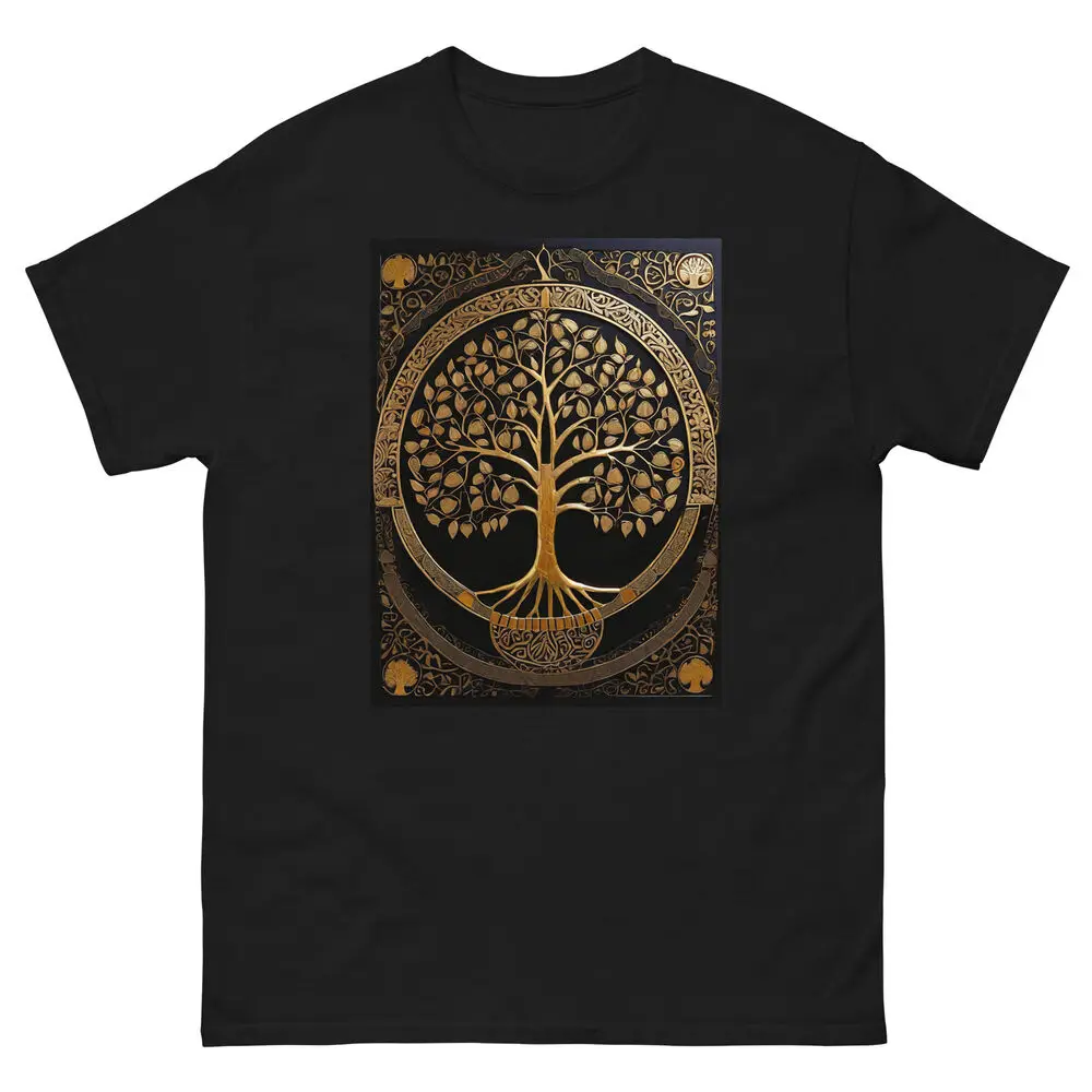 Golden Sacred Tree Of Life Emblem Of Wisdom T-Shirt Art Clothes Unisex T-shirts For Man Woman Short Summer Tees