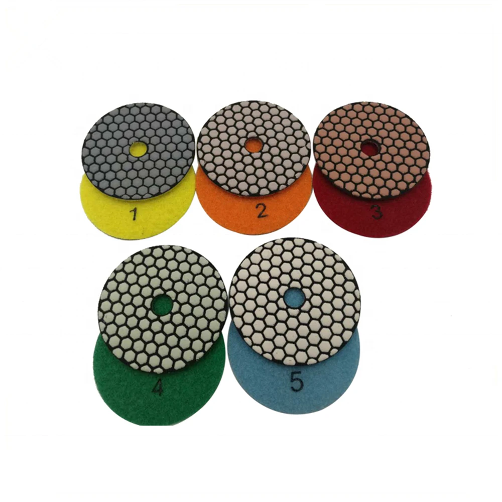 

ST46 Diamond Stone Surface Processing Tools 5 Step Dry Polishing Pads Resin Bond Buff Grit Dry Polishing Disc for Granite 10PCS