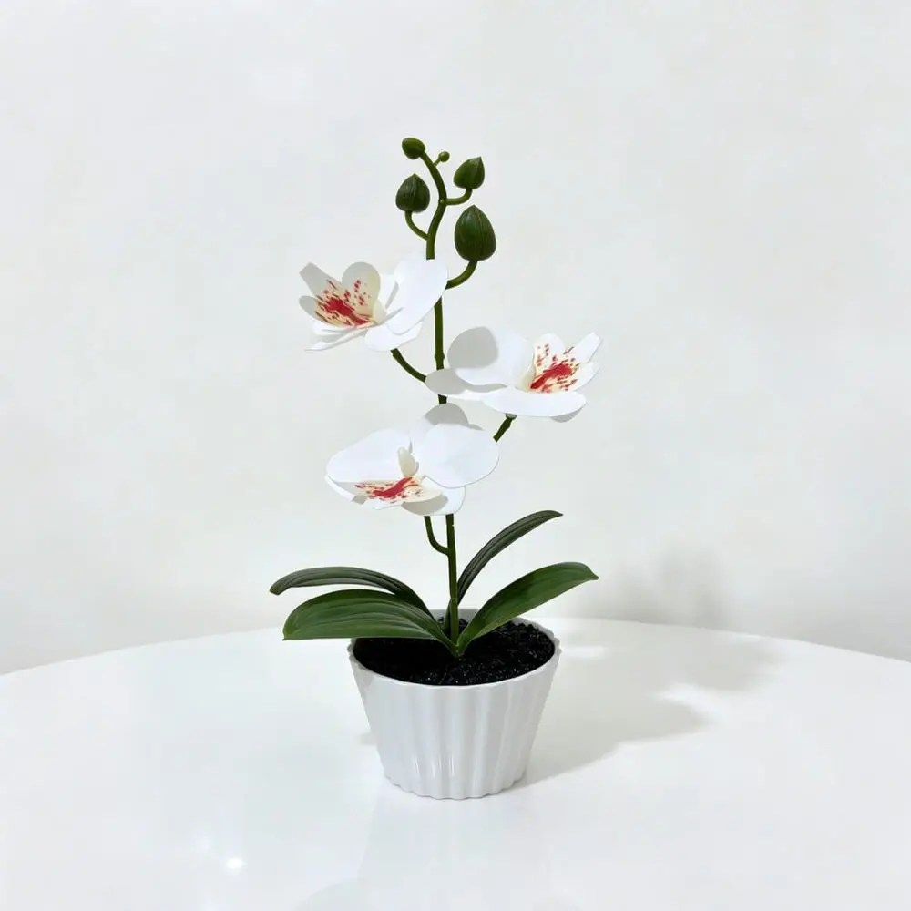 Realistic Butterfly Orchid Potted Plant Decorative Faux Flower Bonsai Modern Tabletop Ornament Home Indoor Decoration