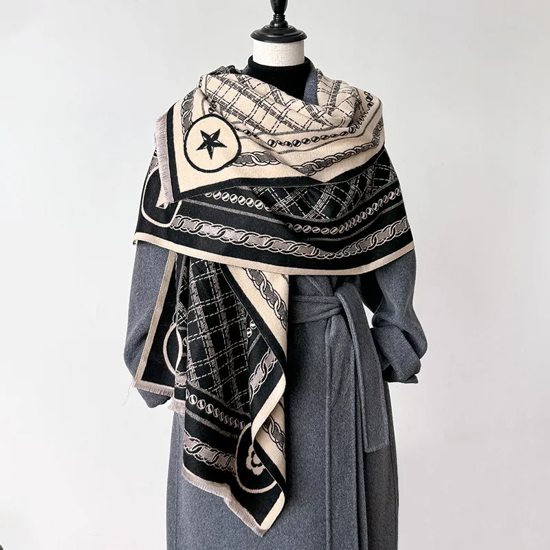 2024 Fashion Winter Warm Poncho Cashmere Women Scarf Twill Shawl Wraps Female Thick Pashmina Blanket Bufanda Travel Echarpe New