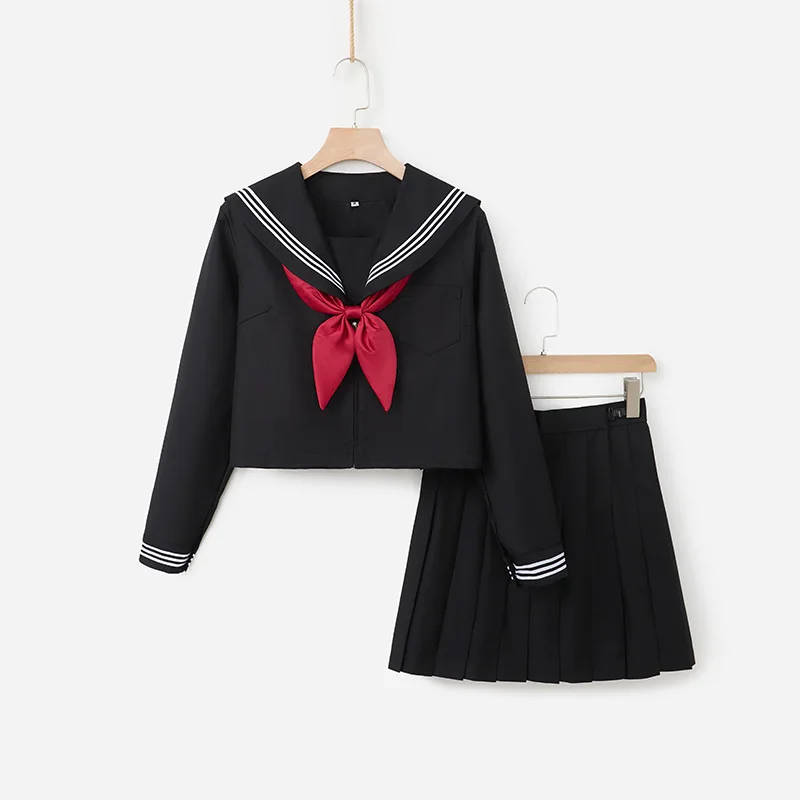 Japanese Style S-2XL Students Girls School Uniforms Girls Navy Costume Women Sexy Navy JK Suit Sailor Blouse Pleated Skirt Set