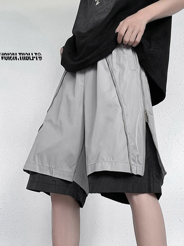 

Мужские летние повседневные свободные брюки с застежкой-молнией в американском стиле, модные полиэстеровые орты длиной пять четвертей