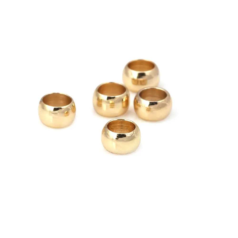 30PCS 4x2MM 6x5MM 18K Gold Color Brass Large hole Spacer Beads Bracelet Beads Jewelry Making Supplies Diy Findings Accessories