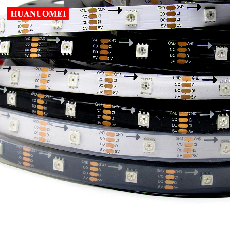 5V 48LEDs/M 48Pixels APA107 LED Strip APA102 Programmable Digital 5050 SMD RGB Pixel Lamp Neon Flexible Tape TV Light Decoration