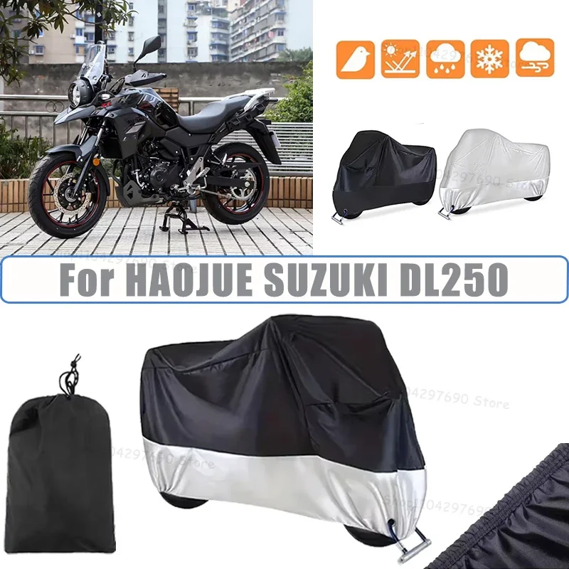 210D Oxford Motorcycle Cover Waterproof All Season UV Protection For HAOJUE SUZUKI DL250 Anti-Tear Windproof Motorbike Cover