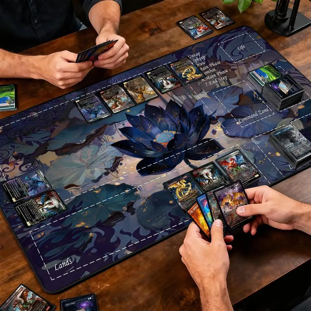 Darkness lotus Magic playmat rubber anti-slip edge locking pc accessories 35x60cm gaming mats Trading Card Game gamer desk mat