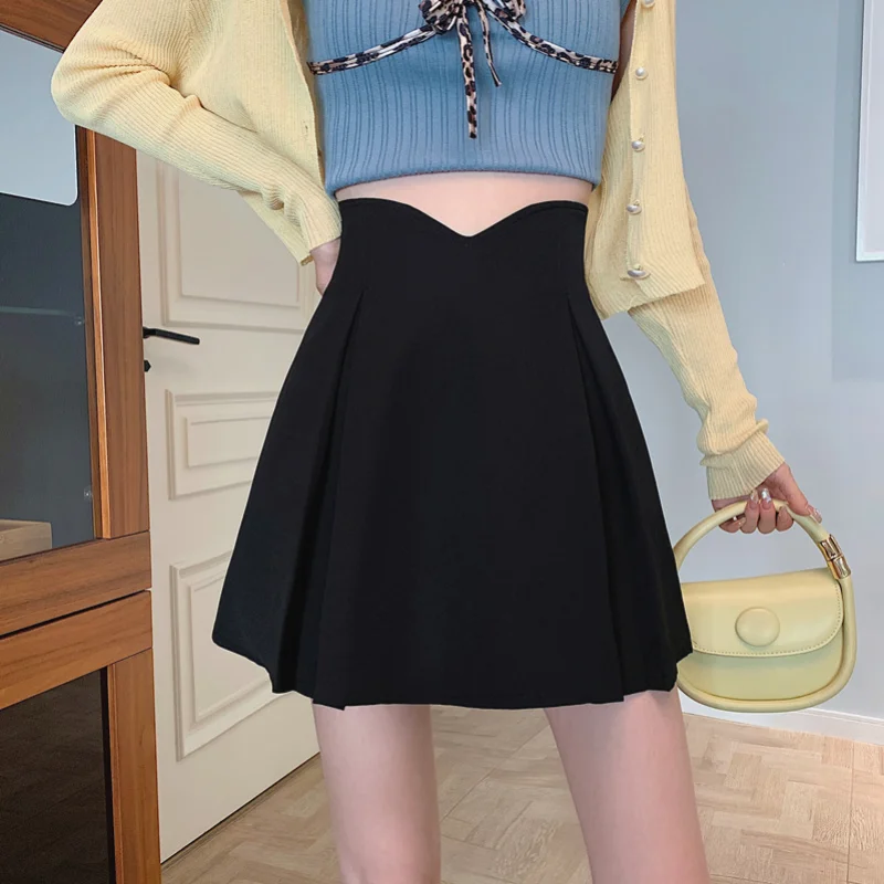 Design Sense Niche Black Half Skirt Female Spring and Autumn New A-line Skirt Small Tall Waist Thin Fashion Casual Short Skirt