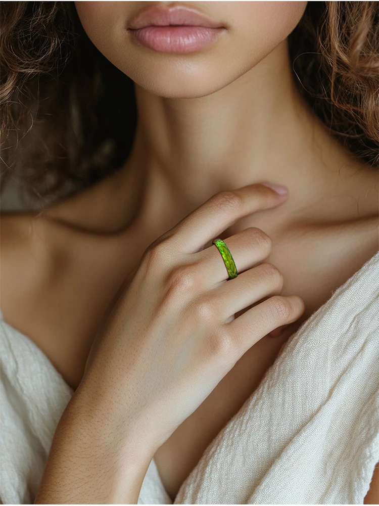 JEWELLWANG Laborgezüchteter grüner Saphirring, massiver, schlichter Ring mit geschlossenem Band, Ring mit einem Edelstein, Geschenk für Damen, Herren, Unisex, für den täglichen Gebrauch – Detail 8