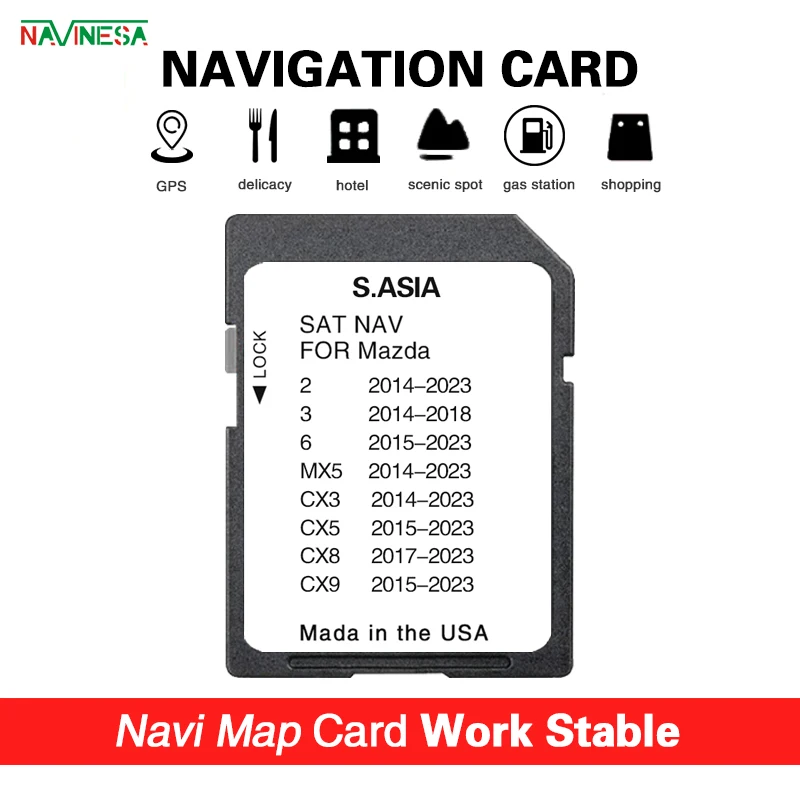 

Southeast Asia Maps GPS For Mazda 2/3/6/MX5/CX3/CX5/CX8/CX9 Vehicle Navigation SD Memory Card 2023 Connect 1 Sat Nav 8GB