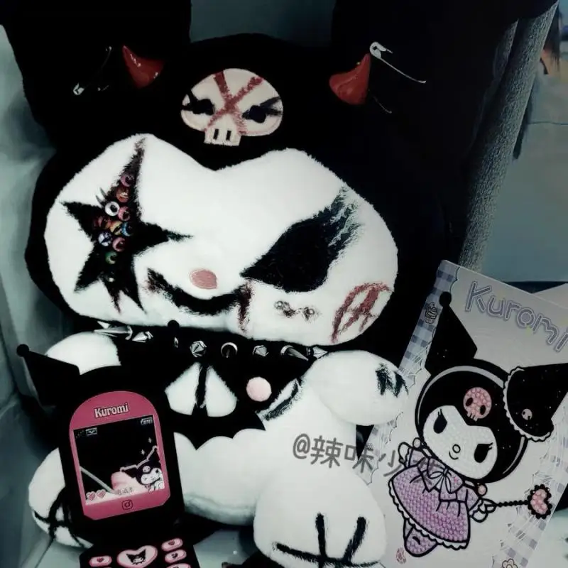 Sanrio Kuromi My Melody Bag Girl Y2K Kawaii Subkultura Ręcznie malowany ciemny parodia Kulomi Cool Hot Punk Plecak Plushie Plush Gift