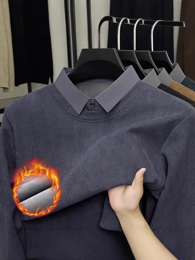 

High-End Knitted Sweater for Men in Guangzhou Sanhu Brand Winter Season Comfortable Breathable Long Sve irt Sle Design