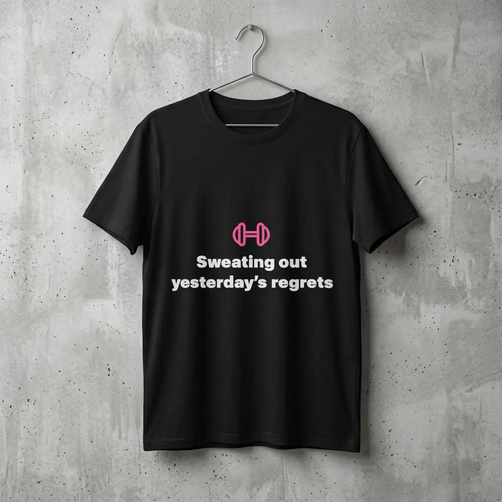Sweating Out Yesterday's Regrets T Shirt Pink Dumbbell Fitness vintage Washed designer clothes fashion Versatile Unisex
