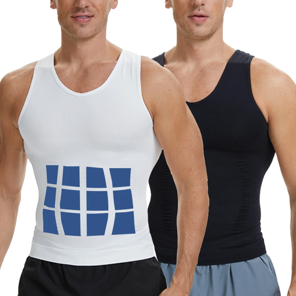 V-neck Compression Vest Men's Flat Belly Top High Stretch Nylon Cross Back Ergonomic Design Fitness Workout Elasticity T-shirt