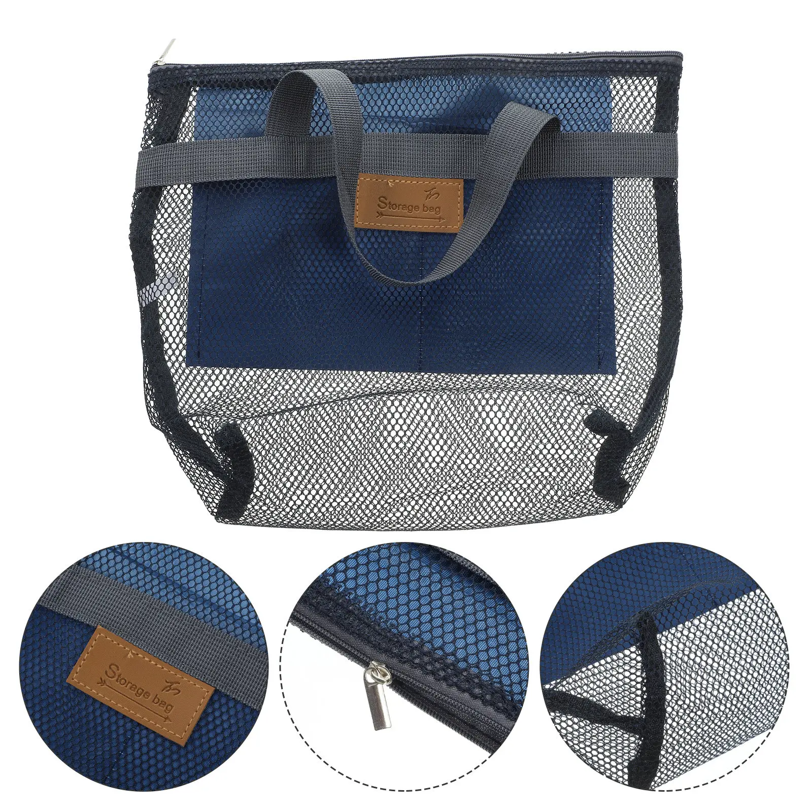 2Pcs Mesh Beach Bag Large Storage Bag for Travel Swimming Portable Zipper Handle Women Outdoor Lightweight Tote