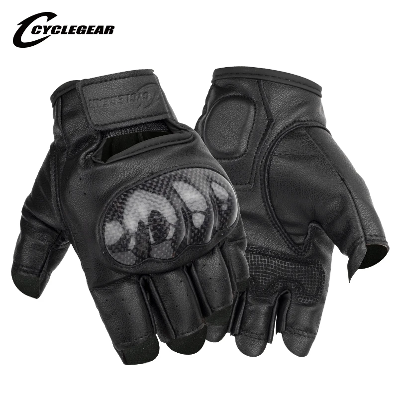 

Summer Motorcycle And Bicycle Carbon Fiber Outdoor Riding Gloves Leather Half Finger Gloves Anti Slip Breathable For Men Women