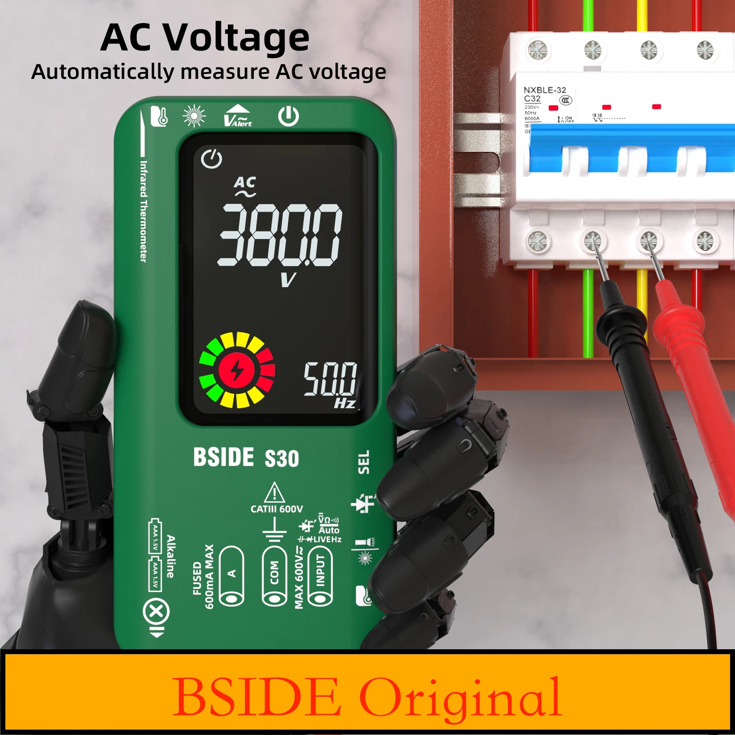 BSIDE S30 Smart Digital Multimeter 15V Diode Infrared Thermometer AC DC Voltage Current Recharge Professional Electronic Tester