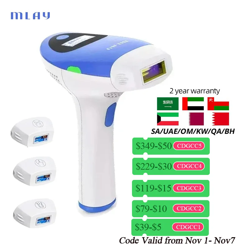 

MLAY T3 Laser Hair Removal Device IPL Laser Epilator with 500000 Shots Home Use Bikinis Depilador for Women Laser Hair Removal