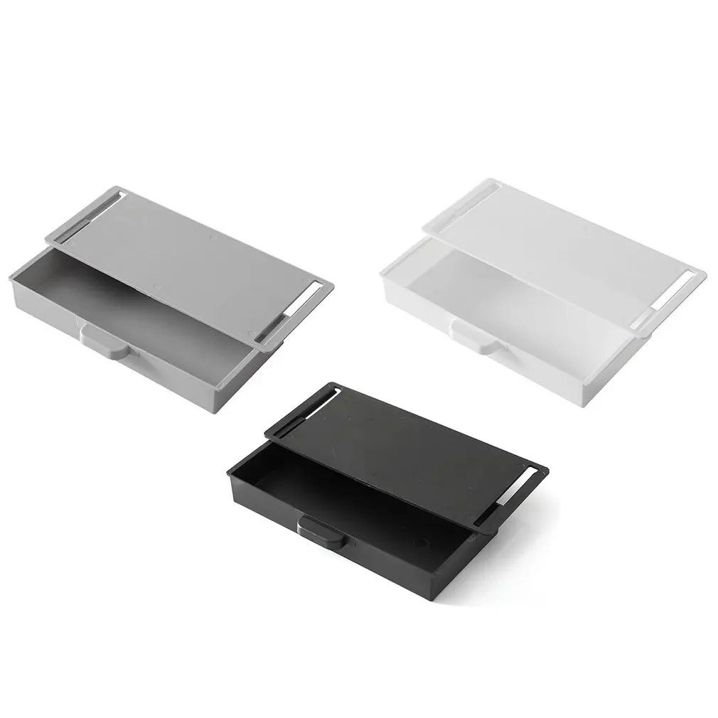 Bandeja de lápices autoadhesiva creativa, cajón de almacenamiento de mesa de escritorio, caja organizadora debajo del soporte del escritorio, caja de almacenamiento autoadhesiva