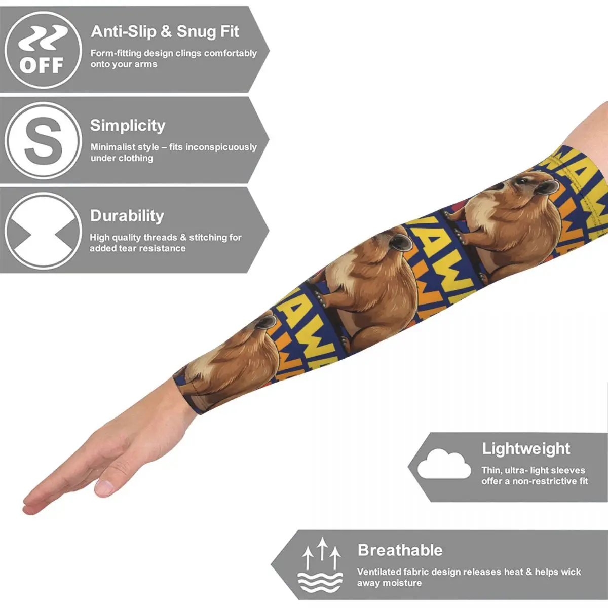 Rock Hyrax Lover Awawa Groundhog Dassi 팔 슬리브 남성 여성용 자외선 차단 타투 커버업 스포츠 쿨링 사이클링