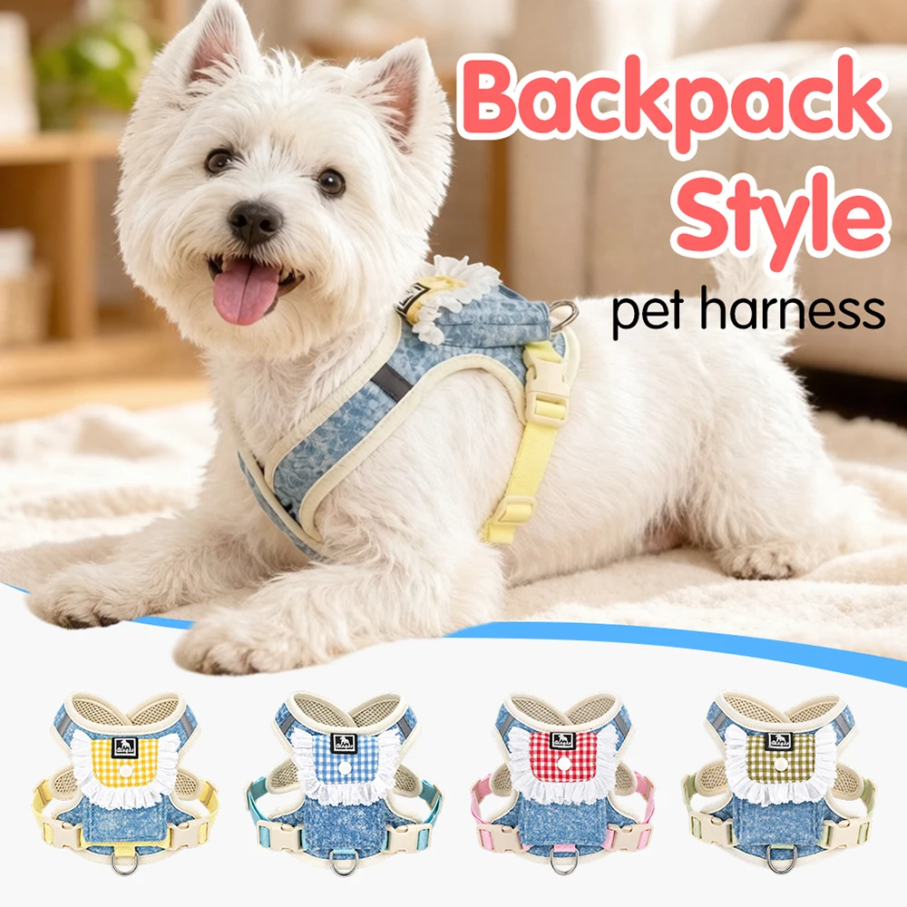 Patterned Lace with Storage Port, Breathable Mesh Pet Vest Strap, Suitable for Small Puppies