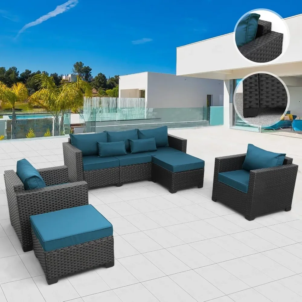 

Patio Furniture Set 5-Piece Outdoor Furniture Sets Patio Couch Outdoor Chairs Patio Ottomans with Anti-Slip Cushions