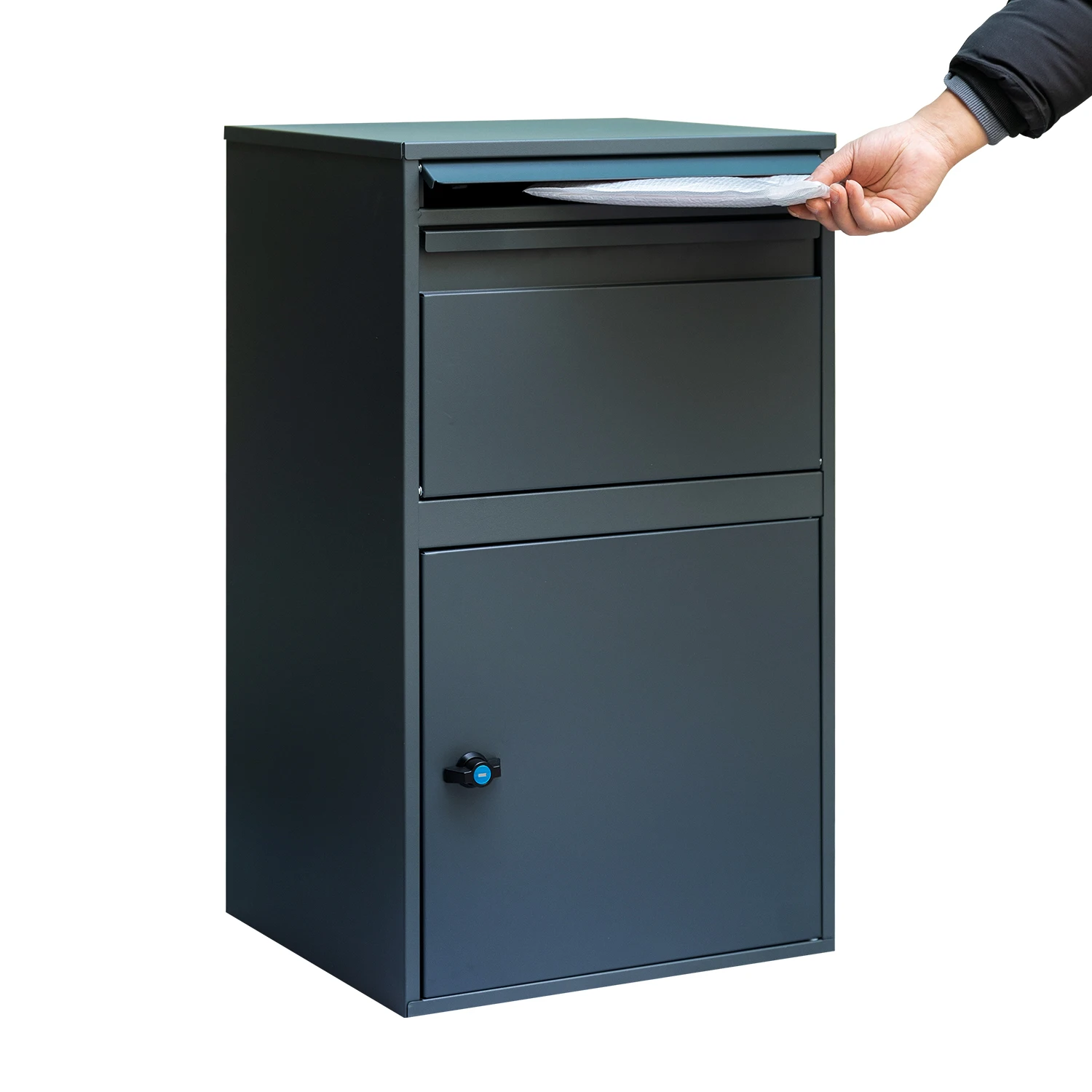 Anthracite Color Custom Outdoor Wall Mounted Free Standing Parcel Delivery Drop Box for Packages