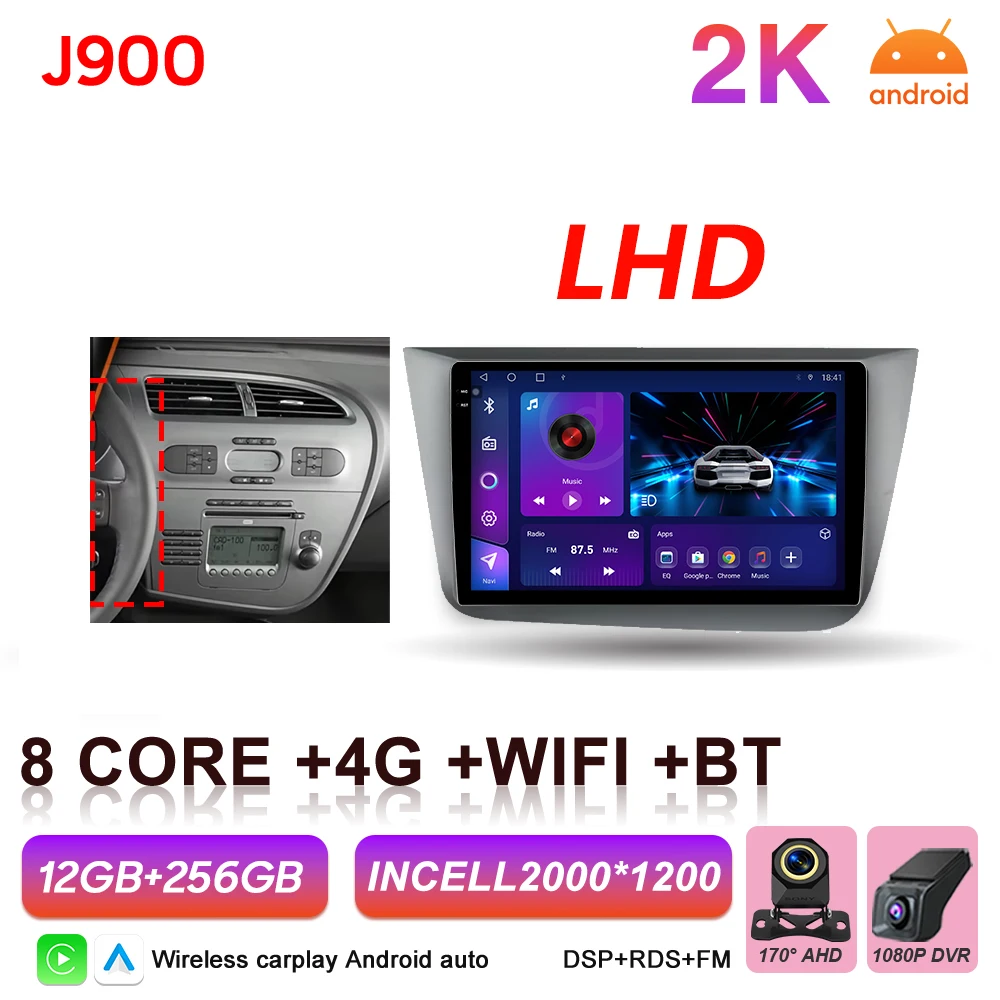 Android 16 autoradio Carplay voor Seat Altea 5P Toledo 3 2004 - 2015 Auto multimediaspeler stereo BT intelligente systemen scherm
