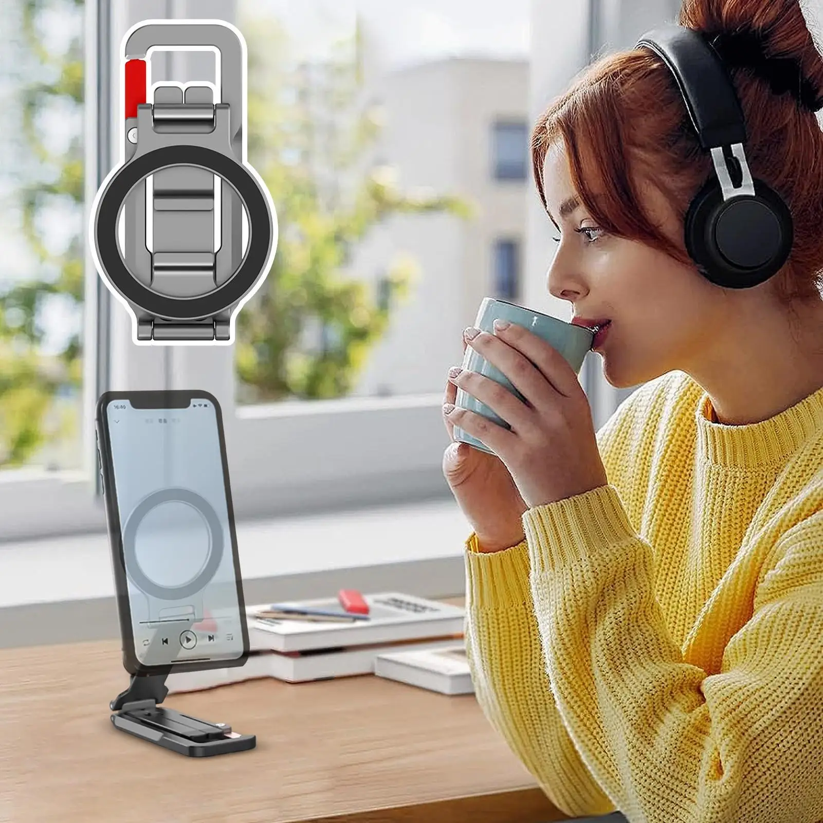 Tripod For Phone Travel Magnetic Foldable Holder Phone Stand For Selfie Video Recording Content Creation Filming Gym Travel Vlog