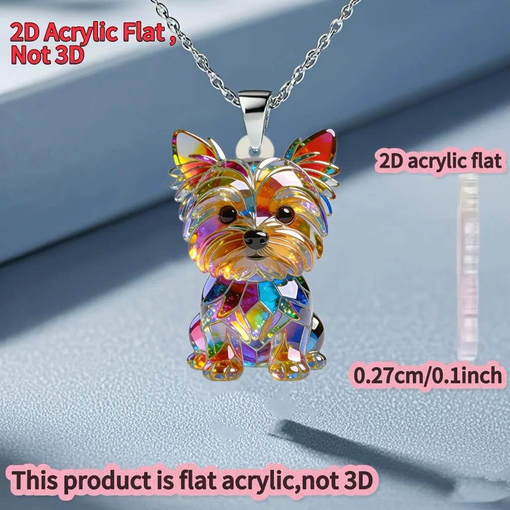 

1pc 2D Flat Acrylic Yorkshire Dog Pendant, Fashion Y-Necklace Sweater Chain for Women - Birthday Holiday Gift