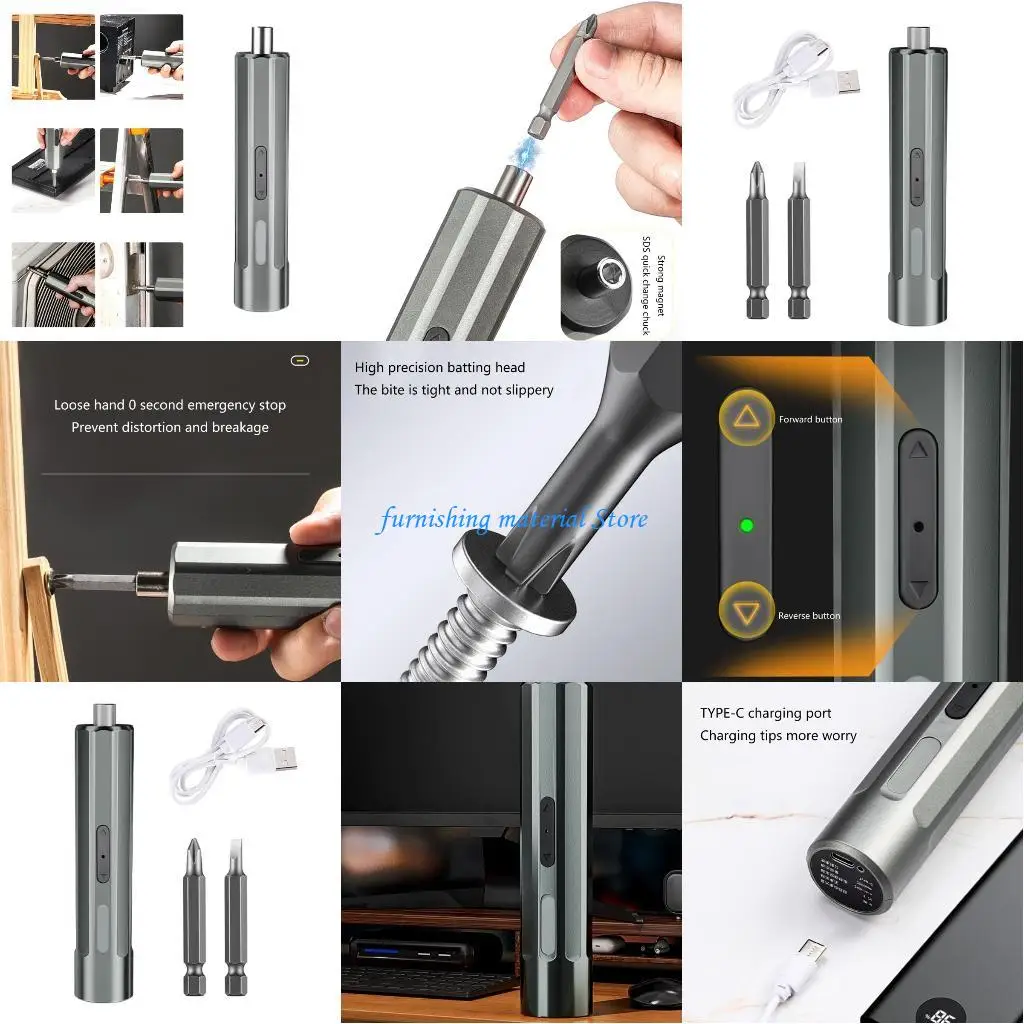 

Y5GD Electric Cordless Screwdriver 3.7V Screwdriver, Rechargeables 3Nm Adjustables