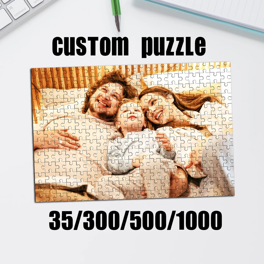 35/300/500pcs  family  Custom Photo Personalised Decompression Puzzles Personalized Poster For Kids Toy Children Gift