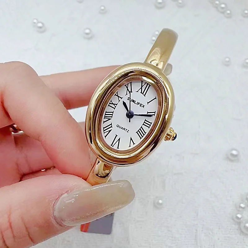 Luxury Brand Women Rome Dial Quartz Watch Fashion Gold Colors Bangle Wristwatch Relogio Feminino Dropshipping Gifts Montre Femme