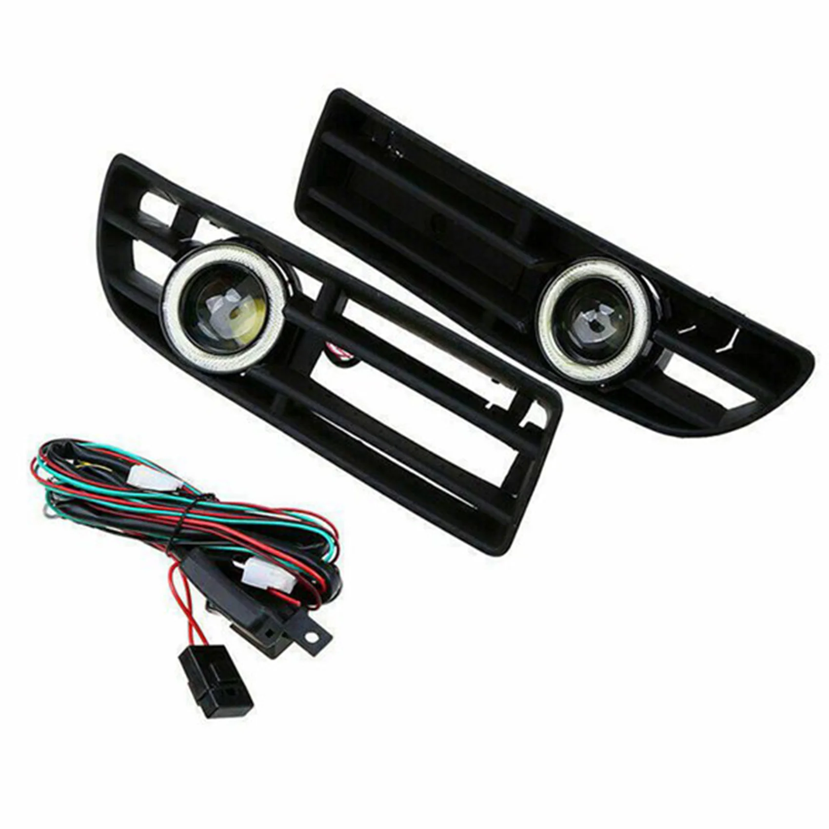 

1Pair Fog Lights Angel Eyes Lamp Front Bumper Grille Cover with Wire Kit for MK4 1999-2004