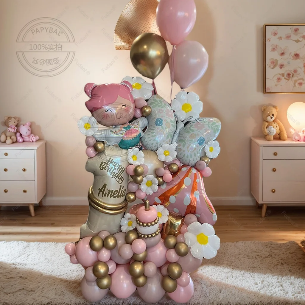 81 stücke Blume Fee Kleine Elfe Bunte Ballon Geburtstag Anzahl Ballon Set Festival Party Dekoration Mädchen Geburtstag Überraschung Geschenk
