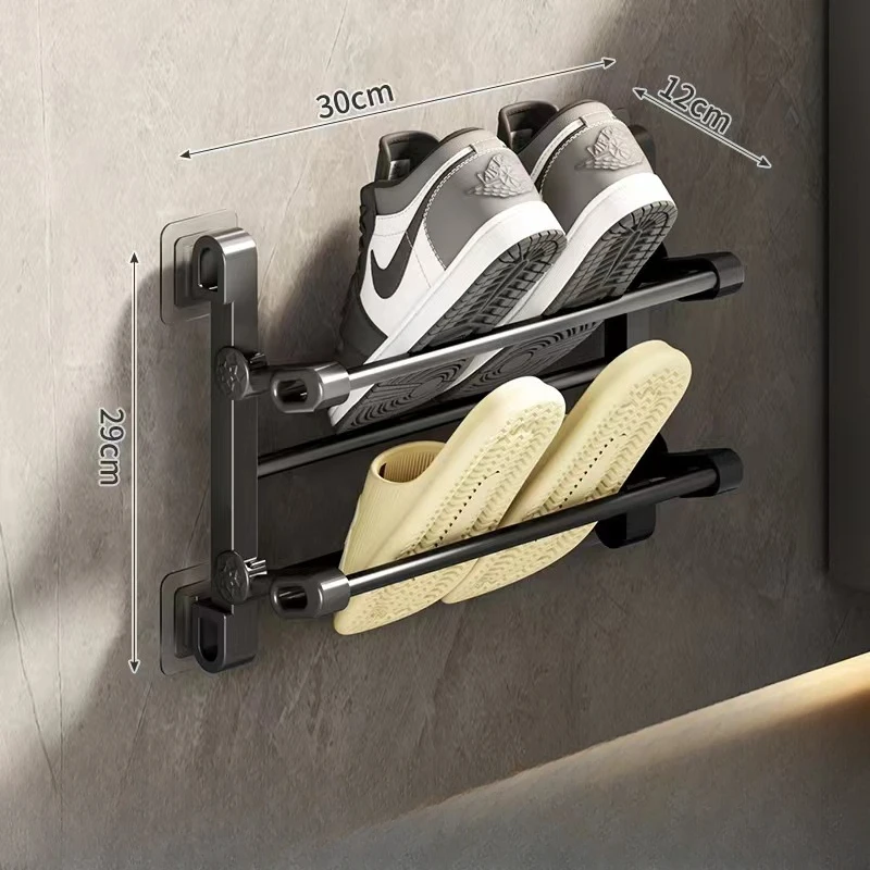 Hole-free Shoe Rack Behind The Door Wall-mounted Anti-theft Door Slipper Rack Small Multi-layer Household