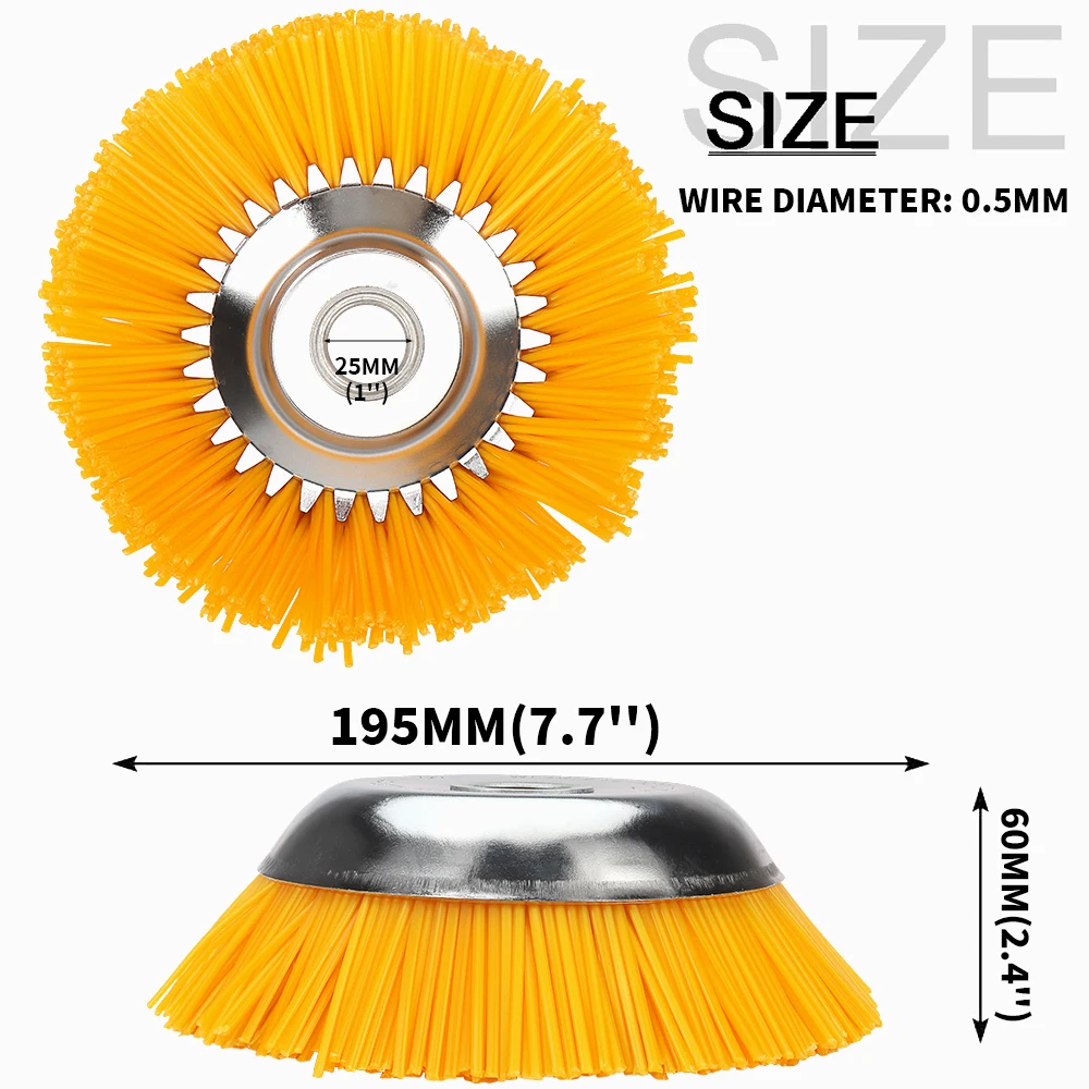 Universeller 6/8 Zoll Rasenmäher Unkrautbürstenkopf Rasentrimmer mit Stahl-Nylon-Drahtbürstenscheibe für Gartenpflege