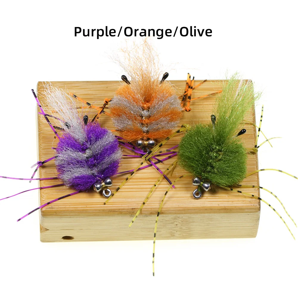 Vampfly 1 قطعة 2/0 EP كراب يطير الدمبل عيون المطاط الساقين كراب الطعوم الاصطناعي الحشرات الطعوم تصريح العظام الأسماك الحمراء الصيد السحر