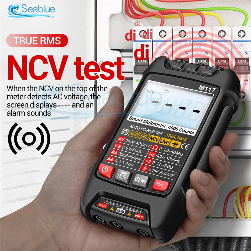 M117 Multimeter Digital Multimeter AC/DC Voltage Current Meter With NCV Data Hold 4000 Counts Professional Multitester