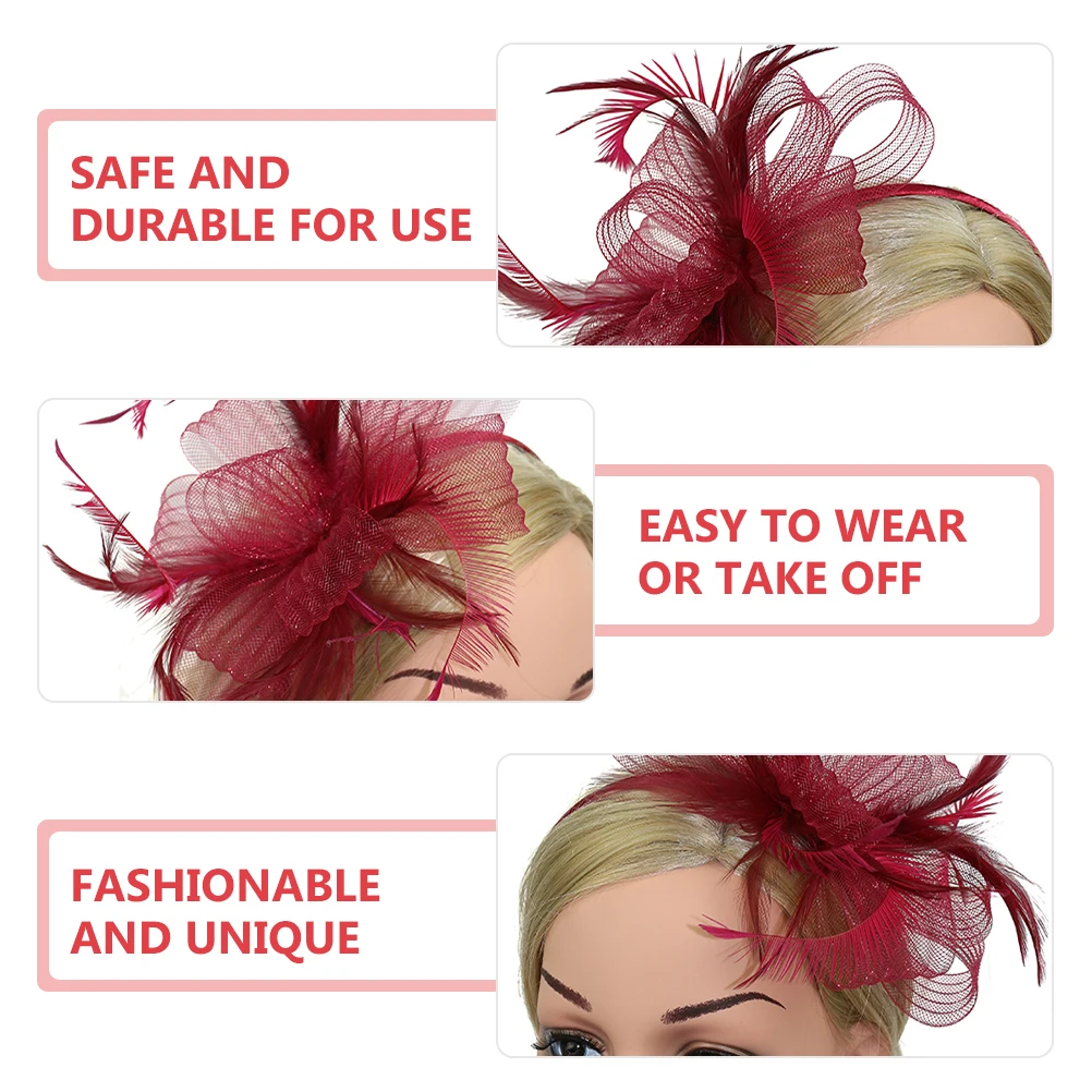 

Veil Fascinator Hat For Women Hair Clip Headband Tea Party Event Plume Design Fade Resistant Wedding